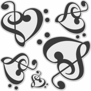 Treble Bass Clef Music Hearts