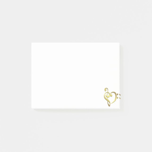 Treble clef and bass clef music heart love post-it notes (Front)