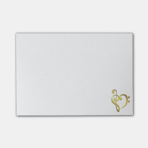 Treble clef and bass clef music heart love post-it notes