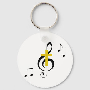 Treble Clef and Cross Key Ring
