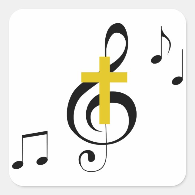 Treble Clef and Cross Square Sticker (Front)