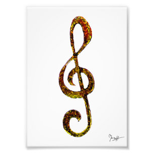 Treble Clef Art - Hand Carved and Digitised Photo Print