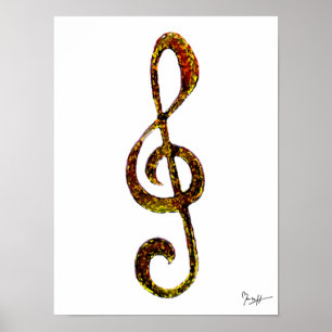 Treble Clef Art - Hand Carved and Digitised Poster