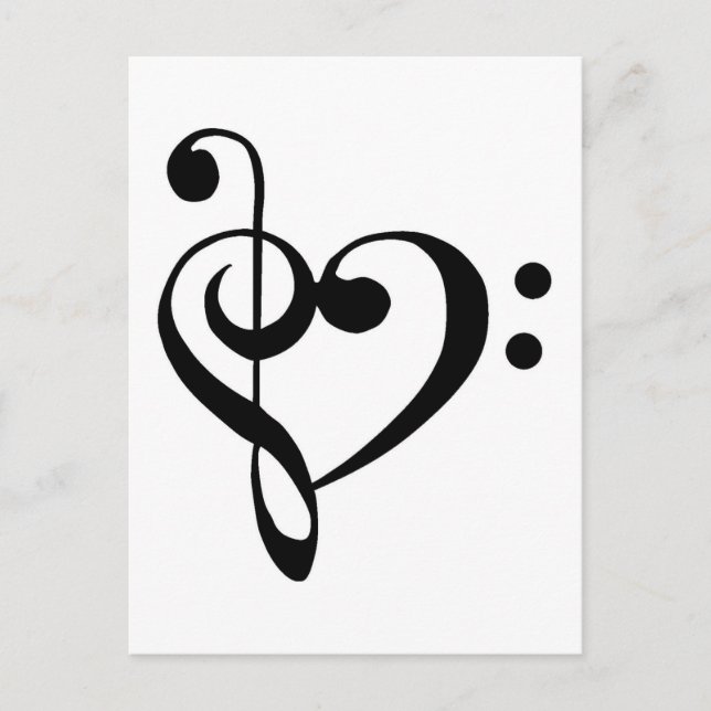 Treble Clef Base Clef Heart Postcard (Front)