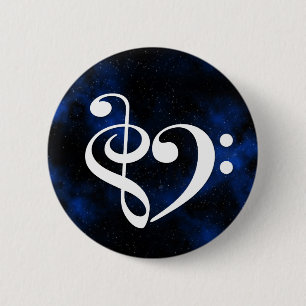 Treble Clef Bass Clef Heart Bassist Milky Way 6 Cm Round Badge