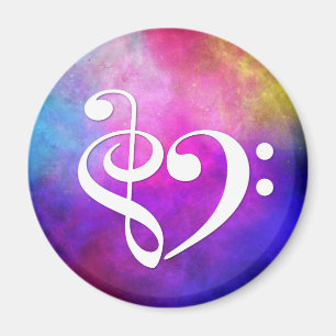 Treble Clef Bass Clef Heart Bassist Purple Nebula Magnet