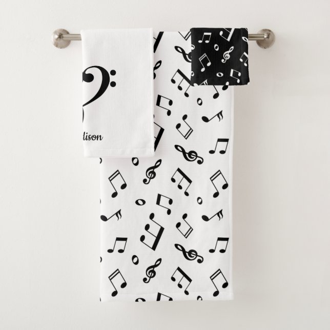 Treble Clef & Bass Clef Heart Bath Towel Set (Insitu)