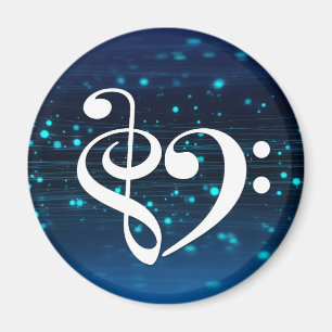 Treble Clef Bass Clef Heart Blue Cluster Nebula Magnet