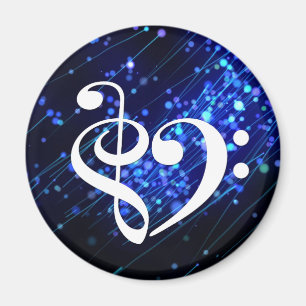 Treble Clef Bass Clef Heart Blue Cluster Nebula Magnet