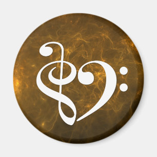 Treble Clef Bass Clef Heart Flaming Gold Nebula Magnet
