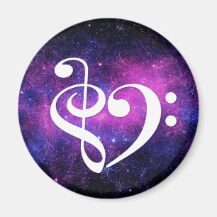 Treble Clef Bass Clef Heart Fuchsia Purple Nebula Magnet