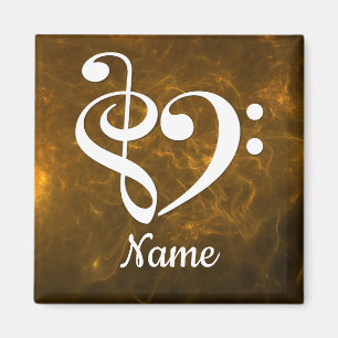 Treble Clef Bass Clef Heart Gold Nebula Customised Magnet