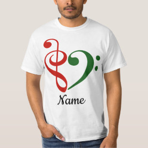 Treble Clef Bass Clef Heart Holiday Customised T-Shirt
