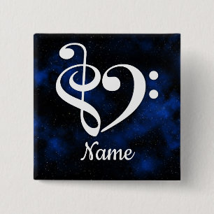 Treble Clef Bass Clef Heart Milky Way Customised 15 Cm Square Badge