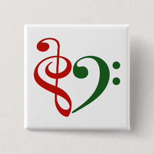 Treble Clef Bass Clef Heart Music Lover Christmas 15 Cm Square Badge
