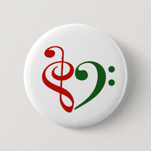 Treble Clef Bass Clef Heart Music Lover Christmas 6 Cm Round Badge