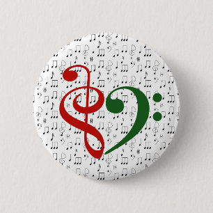 Treble Clef Bass Clef Heart Music Lover Christmas 6 Cm Round Badge