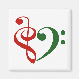 Treble Clef Bass Clef Heart Music Lover Christmas Magnet