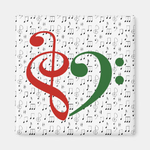 Treble Clef Bass Clef Heart Music Lover Christmas  Magnet