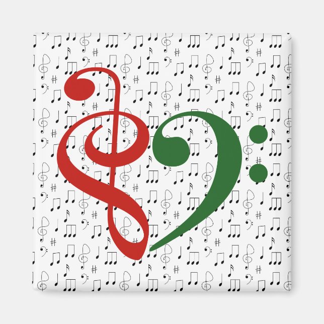Treble Clef Bass Clef Heart Music Lover Christmas  Magnet (Front)