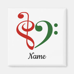 Treble Clef Bass Clef Heart Music Lover Customised Magnet
