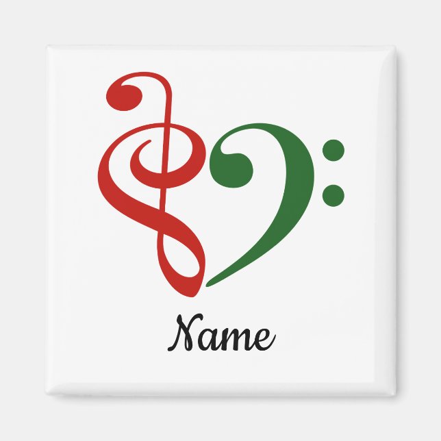Treble Clef Bass Clef Heart Music Lover Customised Magnet (Front)