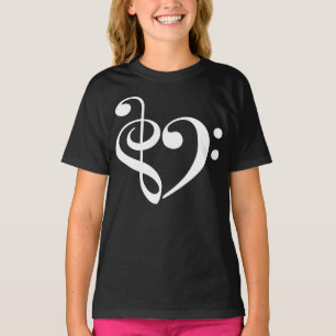 Treble Clef Bass Clef Heart Music Lover T-Shirt