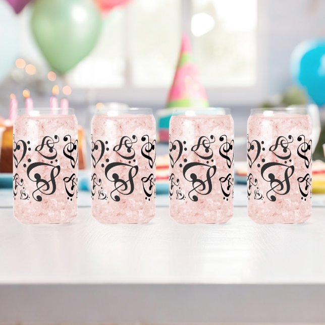 Treble Clef Bass Clef Heart Music Notes Can Glass (Insitu (Birthday))
