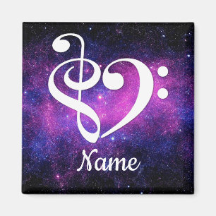Treble Clef Bass Clef Heart Nebula Customised Magnet