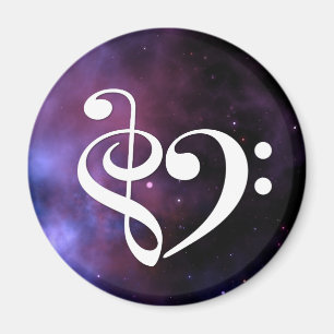 Treble Clef Bass Clef Heart Purple Haze Nebula Magnet