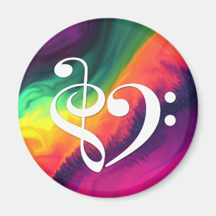 Treble Clef Bass Clef Heart Rainbow Waves Nebula Magnet