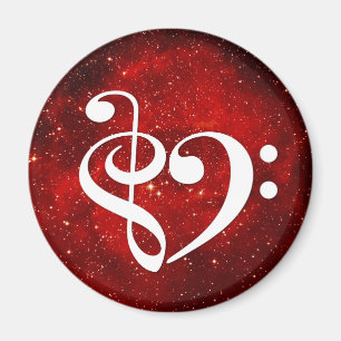 Treble Clef Bass Clef Heart Red Rosette Nebula Magnet