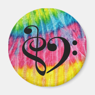 Treble Clef Bass Clef Heart Vintage Rainbow Hippie Magnet