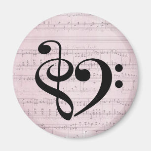 Treble Clef Bass Clef Heart Vintage Sheet Music Magnet