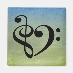 Treble Clef Bass Clef Heart Vintage Sheet Music Magnet