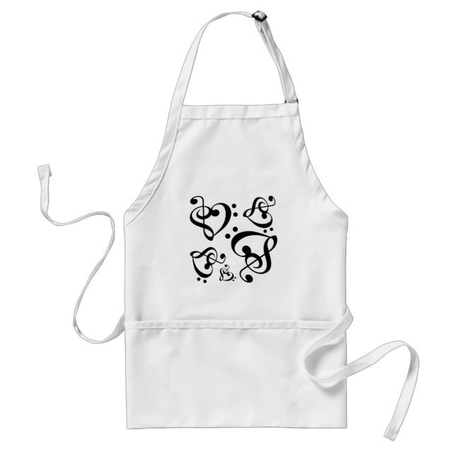 Treble Clef Bass Clef Hearts Music Notes Apron (Front)