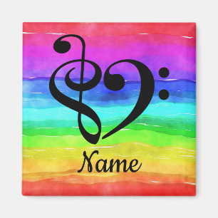 Treble Clef Bass Clef Music Heart Customised Magnet