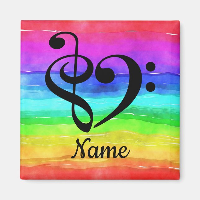 Treble Clef Bass Clef Music Heart Customised Magnet (Front)