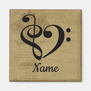Treble Clef Bass Clef Music Heart Customised Magnet