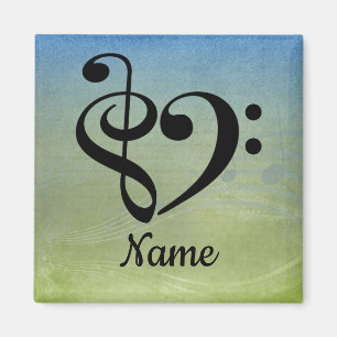 Treble Clef Bass Clef Music Heart Customised Magnet