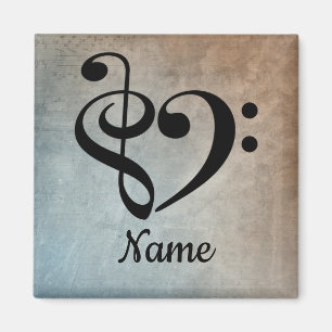 Treble Clef Bass Clef Music Heart Customised Magnet