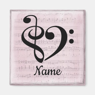 Treble Clef Bass Clef Music Heart Customised Magnet