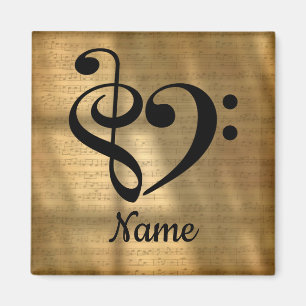 Treble Clef Bass Clef Music Heart Customised Magnet
