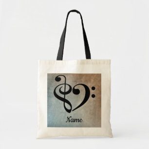 Treble Clef Bass Clef Music Heart Customised Tote Bag