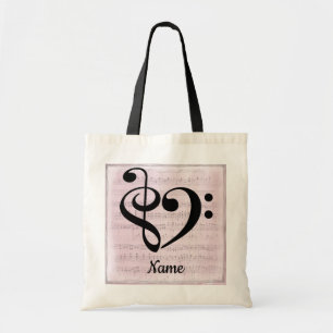 Treble Clef Bass Clef Music Heart Customised Tote Bag