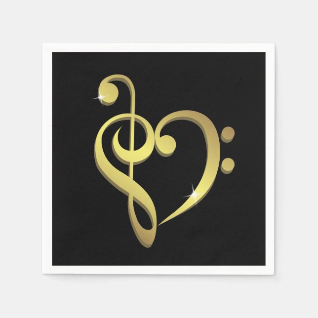 Treble clef, bass clef music heart love napkin (Front)