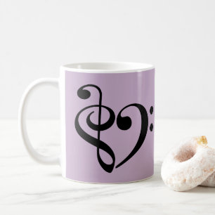Treble Clef Bass Clef Music Notes Musical Heart Coffee Mug