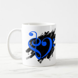 Treble Clef Bass Clef Musical Heart Grunge Bassist Coffee Mug