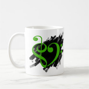 Treble Clef Bass Clef Musical Heart Grunge Bassist Coffee Mug