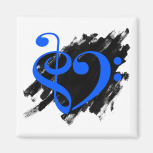 Treble Clef Bass Clef Musical Heart Grunge Bassist Magnet